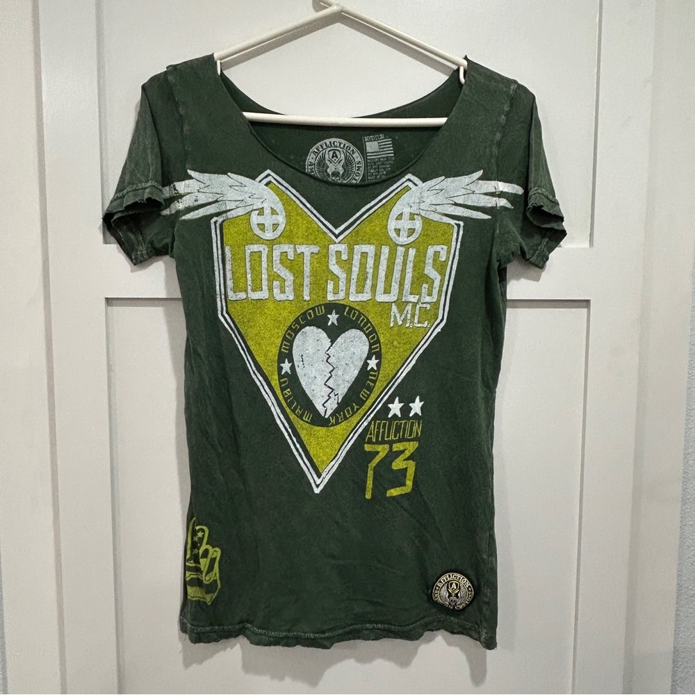 Affliction Lost‎ Souls short sleeve tshirt size medium Y2K Grunge
